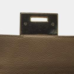 Pre Owned Jimmy Choo Rebel Dark Beige Leather Top Handle Bag