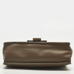 Pre Owned Jimmy Choo Rebel Dark Beige Leather Top Handle Bag