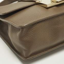 Pre Owned Jimmy Choo Rebel Dark Beige Leather Top Handle Bag