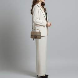 Pre Owned Jimmy Choo Rebel Dark Beige Leather Top Handle Bag