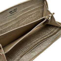Pre Owned Jimmy Choo Gold Leather Zip Around Wallet
