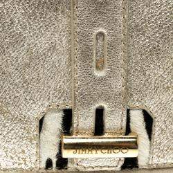Pre Owned Jimmy Choo Gold Leather Zip Around Wallet