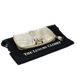 Pre Owned Jimmy Choo Gold Leather Zip Around Wallet