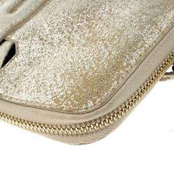 Pre Owned Jimmy Choo Gold Leather Zip Around Wallet