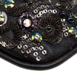 Jimmy Choo Black Leather Sequin Embellished Crossbody Bag