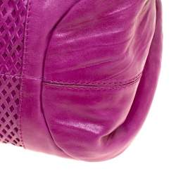 Pre Owned حقيبة جيمي تشو مانداه سويدي وجلد مخرمة وردية زاهية