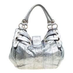 Jimmy Choo Silver Python Embossed Leather Riki Tote