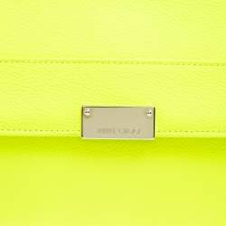 Pre Owned Jimmy Choo Fluorescent Green Leather Reese Wallet Clutch