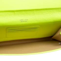 Pre Owned Jimmy Choo Fluorescent Green Leather Reese Wallet Clutch