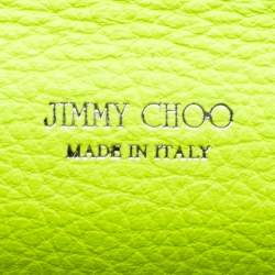 Pre Owned Jimmy Choo Fluorescent Green Leather Reese Wallet Clutch