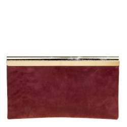 Jimmy Choo Burgundy Shimmering Leather Charlize Clutch