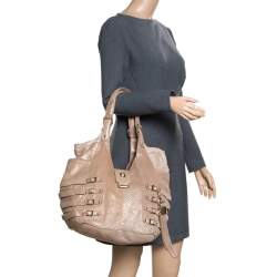 Pre Owned Jimmy Choo Gold Perforated Leather Bardia Buckle Shoulder Bag