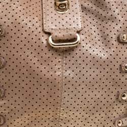 Pre Owned Jimmy Choo Gold Perforated Leather Bardia Buckle Shoulder Bag