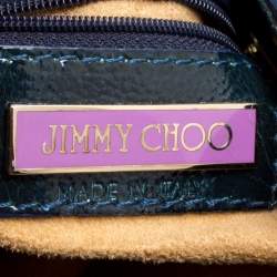 Pre Owned Jimmy Choo Sage Green/Black Patent Leather and Suede Marla Satchel