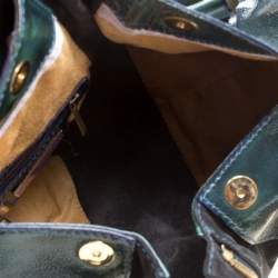 Pre Owned Jimmy Choo Sage Green/Black Patent Leather and Suede Marla Satchel