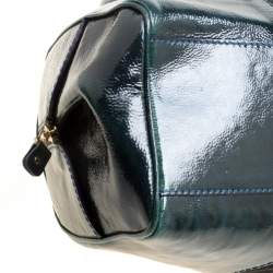 Pre Owned Jimmy Choo Sage Green/Black Patent Leather and Suede Marla Satchel