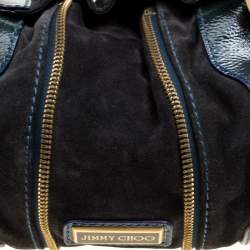 Pre Owned Jimmy Choo Sage Green/Black Patent Leather and Suede Marla Satchel