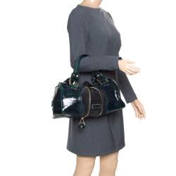 Pre Owned Jimmy Choo Sage Green/Black Patent Leather and Suede Marla Satchel