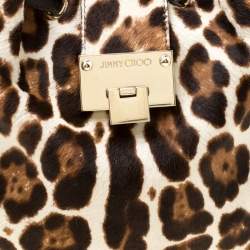 مملوكة مسبقًا Jimmy Choo Beige Leopard Print Calfhair Drawstring Crossbody Bag