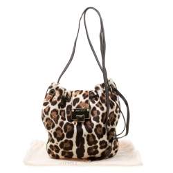 مملوكة مسبقًا Jimmy Choo Beige Leopard Print Calfhair Drawstring Crossbody Bag