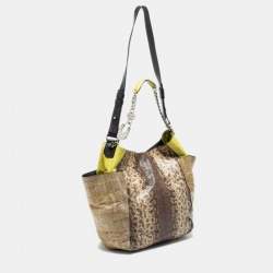 Jimmy Choo Beige/Green Karung and Watersnake Anna Shoulder Bag