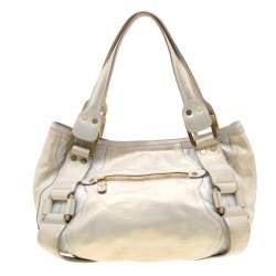 Pre Owned Jimmy Choo Metallic Leather Malena Satchel