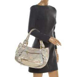 Pre Owned Jimmy Choo Metallic Leather Malena Satchel