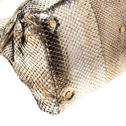 Jimmy Choo Metallic Gold Python Leather Tulita Hobo