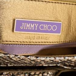 Jimmy Choo Metallic Gold Python Leather Tulita Hobo