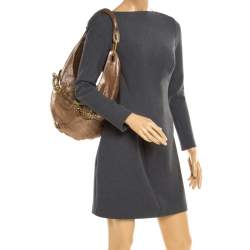 مملوكة مسبقًا حقيبة جيمي تشو توليتا جلد بنية ميتالك