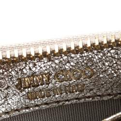 Pre Owned Jimmy Choo Metallic Silver Leather Compact Wallet