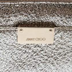 Pre Owned Jimmy Choo Metallic Silver Leather Compact Wallet