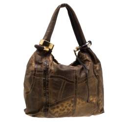 Pre Owned حقيبة جيمي تشو سابا باتشورك جلد ثعبان/ سحلية بني 