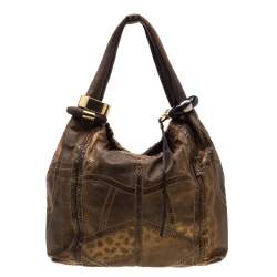 Pre Owned حقيبة جيمي تشو سابا باتشورك جلد ثعبان/ سحلية بني 