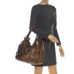 Pre Owned حقيبة جيمي تشو سابا باتشورك جلد ثعبان/ سحلية بني 