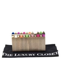 مملوكة مسبقًا Jimmy Choo Beige Studded Python Cayla Clutch