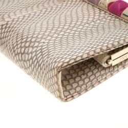 مملوكة مسبقًا Jimmy Choo Beige Studded Python Cayla Clutch