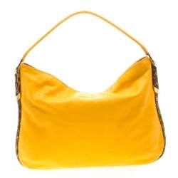 Pre Owned حقيبة هوبو جيمي تشو زوي حواف جلد ثعبان وجلد مسطردة