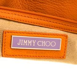 Jimmy Choo Orange Embroidered Leather Tulita Top Handle Bag