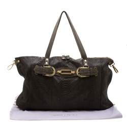 Pre Owned Jimmy Choo Seaweed Green Python and Leather Tulita Shoulder Bag