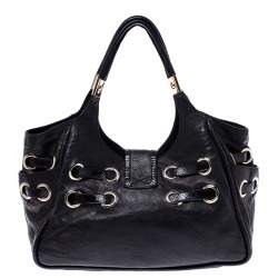 مملوكة مسبقًا حقيبة جيمي شو ريكي جلد أسود وحواف جلد ثعبان