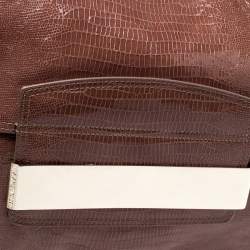 مملوكة مسبقًا Jimmy Choo Brown Lizard Embossed Leather Carolina Shoulder Bag