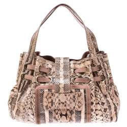 Jimmy Choo Pink/Beige Python and Suede Riki Tote
