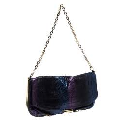 مملوكة مسبقًا Jimmy Choo Multicolor Metallic Python Frame Flap Chain Shoulder Bag
