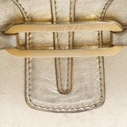 Pre Owned Jimmy Choo Metallic Gold Leather Tulita Wristlet