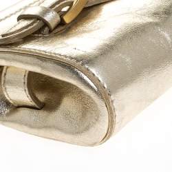 Pre Owned Jimmy Choo Metallic Gold Leather Tulita Wristlet