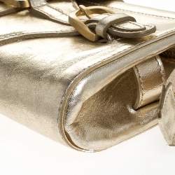 Pre Owned Jimmy Choo Metallic Gold Leather Tulita Wristlet