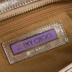 Pre Owned Jimmy Choo Metallic Gold Leather Tulita Wristlet