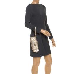 Pre Owned Jimmy Choo Metallic Gold Leather Tulita Wristlet