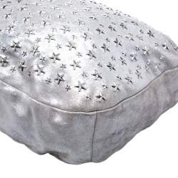 Jimmy Choo Silver Leather Star Studded Sky Bangle Hobo